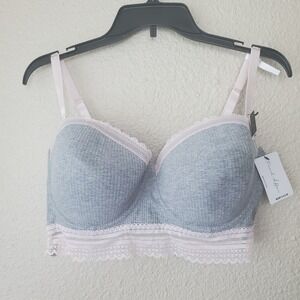 NWT French Affair grey bra with pink lace size 42D Top‎ Women's Sexy Casual